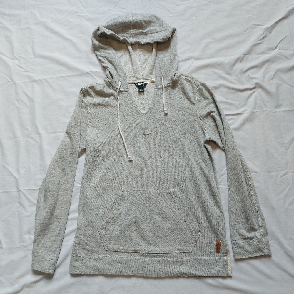 Roots hooded gray lightweight shirt with pocket, XS